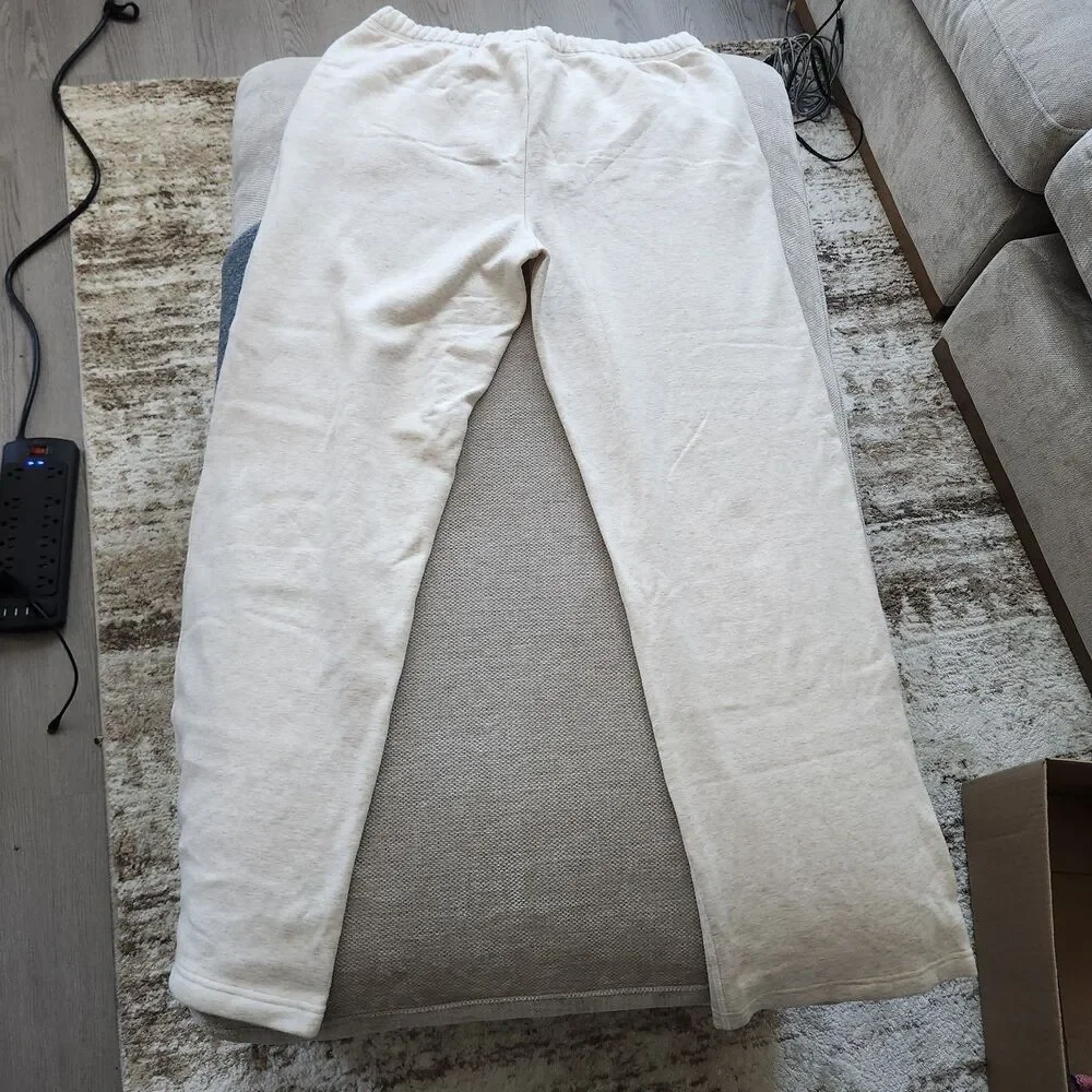 SKIMS Large‎ Oatmeal Heather Cotton Fleece Classic Straight Leg Pants NWT